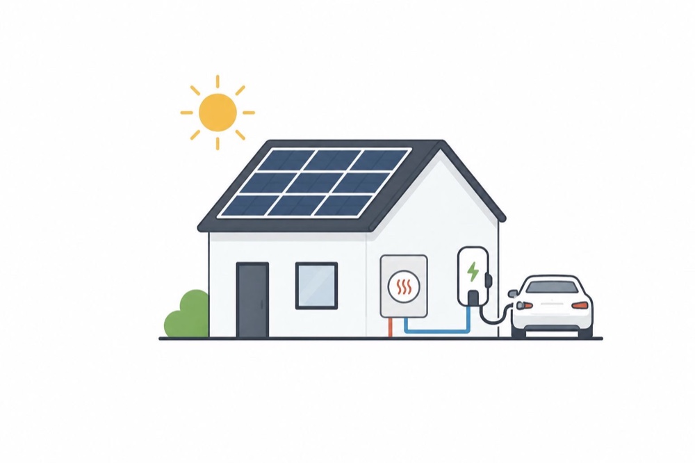 Wärmepumpe und Wallbox fürs E-Auto am Haus